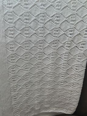 White Hand Knitted Crochet Baby Blanket